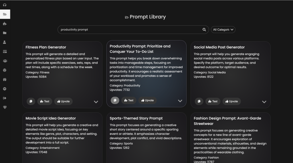 image showing how to use the productivity prompt